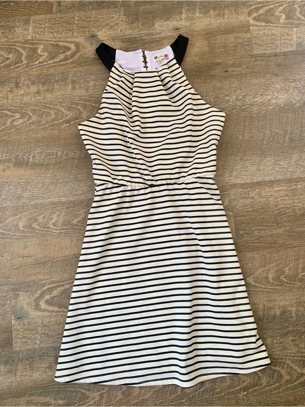 Kut from the Kloth Black Coastal Black  and White Striped Halter Dress